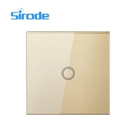 Sirode série ZN norme européenne luxe cristal verre or 2 gangs Smart Wife applique murale électrique interrupteur tactile pour la maison
