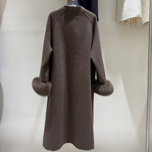 Nuovo cappotto in Cashmere doppiopetto con Logo personalizzato Trench volpe con collo di pelliccia in Cashmere abbigliamento invernale <span class=keywords><strong>da</strong></span> <span class=keywords><strong>donna</strong></span> - Product Image 2