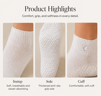Chaussettes de yoga mi-mollet en coton avec logo personnalisé, respirantes, absorbant les chocs, pour le fitness et le ballet, avec grip, pour femmes, chaussettes de yoga et de Pilates courtes