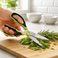 Ciseaux de cuisine robustes 8 pouces en acier inoxydable et plastique, multi-usages, écologiques, pour noix, viande et légumes