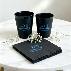 Gobelet de mariage portable en plastique PP réutilisable sans BPA, design givré flexible pour stade, 8oz 10oz 12oz 14oz 16oz 20oz 22oz, pour fêtes, noir UV - Product Image 1