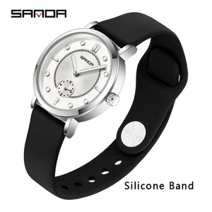 Reloj de cuarzo minimalista para mujer Sanda 1140, correa de silicona y cuero, reloj de pulsera informal luminoso, resistente al agua, para estudiantes - Product Image 1