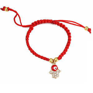 Evileye encanto cábala mano de Fátima Judaica <span class=keywords><strong>Chamsa</strong></span> Hamsa rojo pulsera de plata - Product Image 4