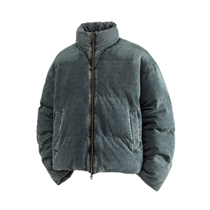 Cappotti in Denim da uomo con collo alto stile Vintage bianco 90% sbiadito - Product Image 2