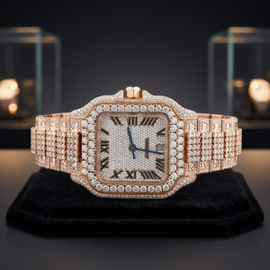 Square Dial Quartz Watch Moissanite Bracelet Wristwatch <b>Water</b> Resistant Stainless Steel Case Sapphire <b>Crystal</b> for Men - Product Image 3