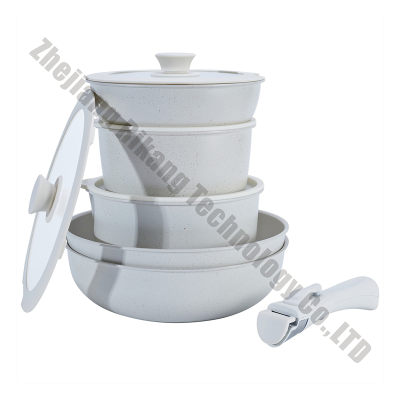High Quality 15 Pcs Kitchen Cooking Detachable Non-stick Pot and Pan Cookware Sets with Removable Handle · image 3