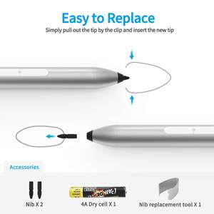 Stylet pour tablette <span class=keywords><strong>Surface</strong></span> Pro certifié CE, 1024 niveaux de pression, rejet de la paume, MMP, pour <span class=keywords><strong>Surface</strong></span> <span class=keywords><strong>HP</strong></span> ASUS - Product Image 2