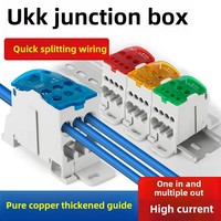 Caja de conexiones de distribución de energía monofásica UKK, conectores de cable eléctrico unipolares universales, bloque de terminales de carril Din de latón