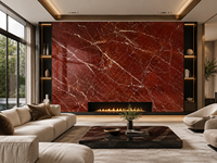 Dalles de marbre Diaspro Rosso aux tons rouges pour les meubles de salle de bain, les tables à manger, les sols des halls d'hôtel et les encadrements de cheminées