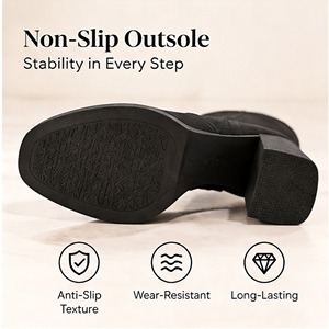 <span class=keywords><strong>Botas</strong></span> Altas de Gamuza <span class=keywords><strong>Negra</strong></span> para <span class=keywords><strong>Mujer</strong></span>, con Tacón Grueso y Cómodo, Estilo Atemporal para Otoño e Invierno, Logotipo Personalizado al por Mayor, OEM - Product Image 4