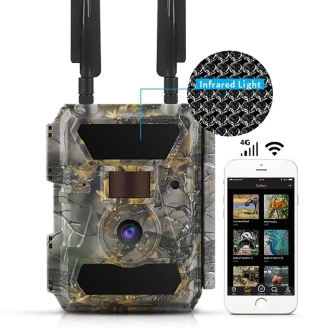 Wildkamera Trailcamera 4g/lte Trail avcılık kamera mağaza şarj güneş hücresel kamera