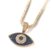 Bijoux mauvais œil en plaqué or cz glacé, pendentif, collier mauvais œil, produits tendance 2022