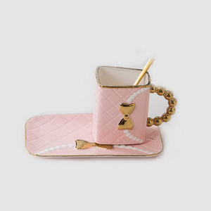 คุณภาพสูงเกรดสูงแก้วกาแฟเซรามิคถ้วยชาและจานรอง + ช้อนชา Latte ถ้วยคาปูชิโน่ถ้วยกระเป๋าถือรูปแก้ว - Product Image 5