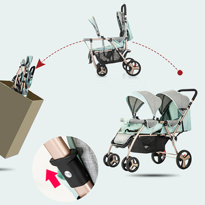 Nouveau 2022 4*7 "EVA roues avant universelles et <span class=keywords><strong>suspension</strong></span> dossier réglable gratuit jumeaux poussette, bébé poussette pour jumeaux - Product Image 3