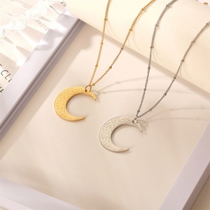 Fashion Women's Gold Plated Link Chain Stainless Steel Moon Pendant <b>Choker</b> Necklace for Wedding Party Anniversary - Product Image 3