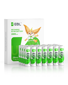 EBL Prix d'usine OEM, lot de 28 piles AA 1,2 V rechargeables NiMH 2800 mAh - Product Image 1