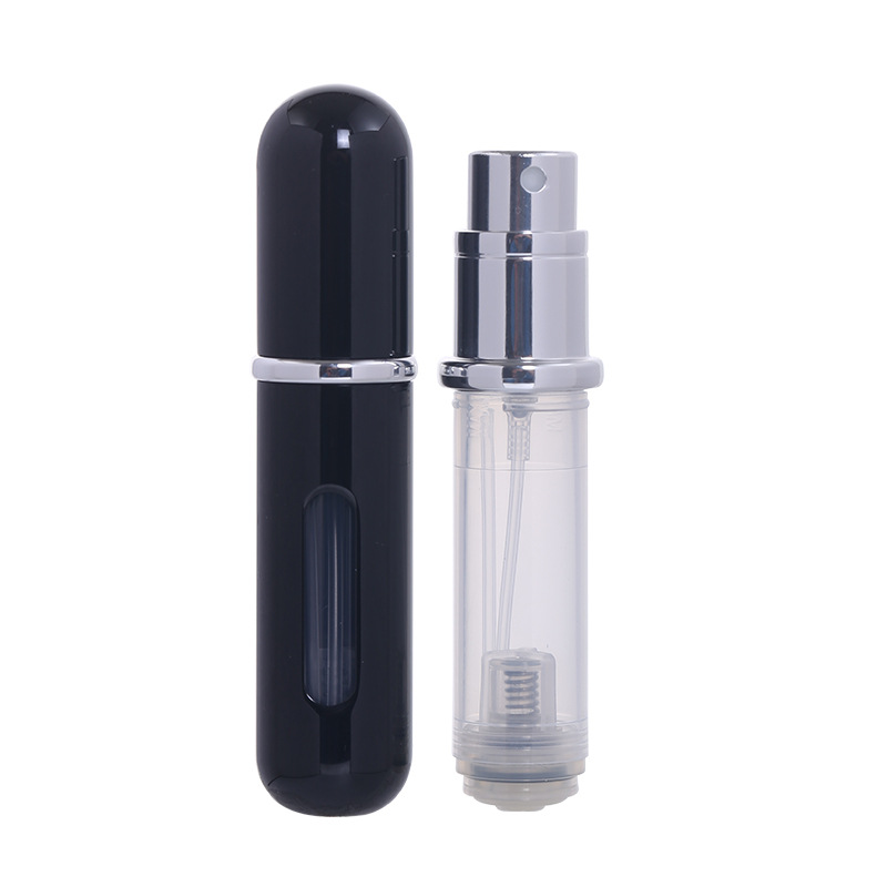 Flacon de parfum à fond rond, noir brillant.