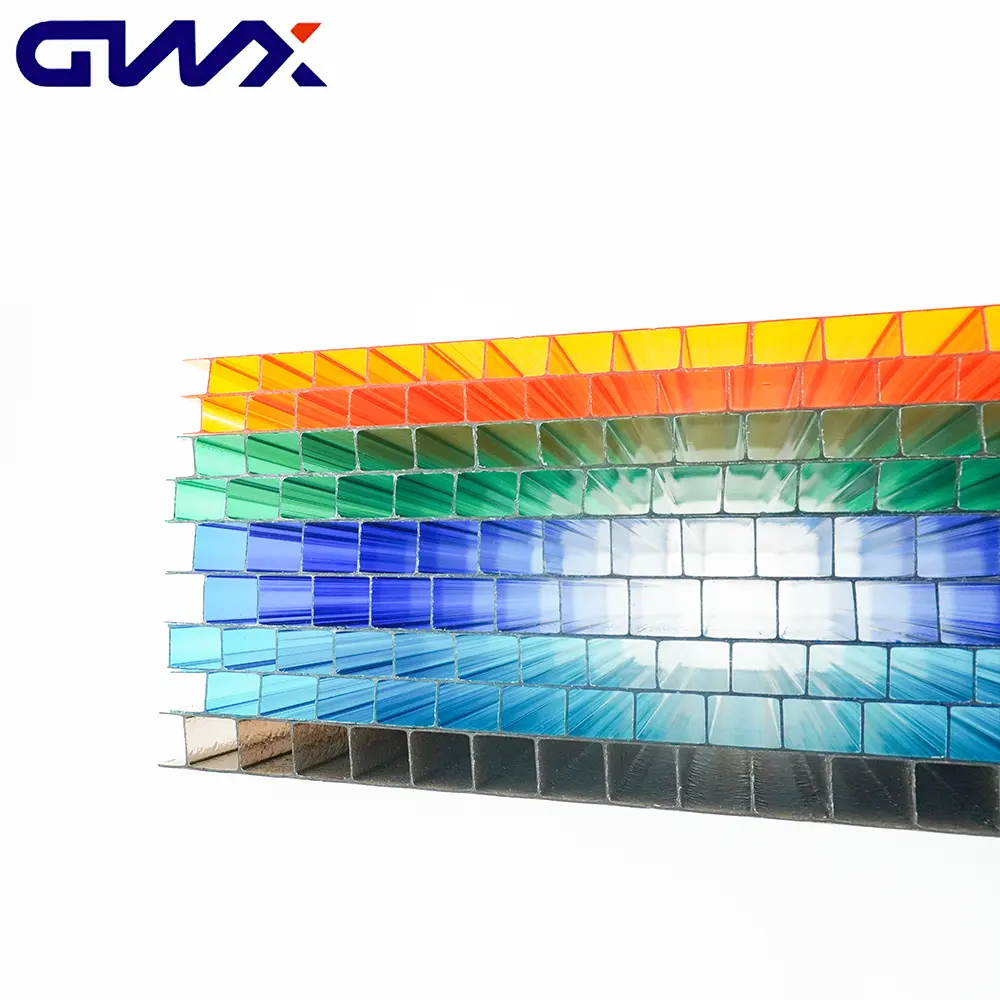 Excellent Weather Resistance Clear Gray Polycarbonate Hollow Sheet 16mm Greenhouse Plastic Shade Sun Tunnel Roofing Materials