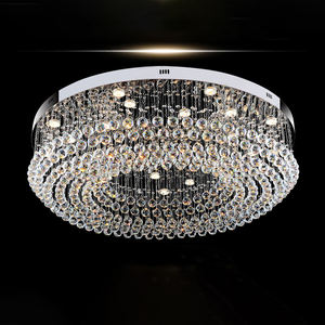 Nuevo diseño personalizado Luz de techo de cristal de lujo redondo grande K9 lámpara de techo de cristal para el vestíbulo del hotel - Product Image 3