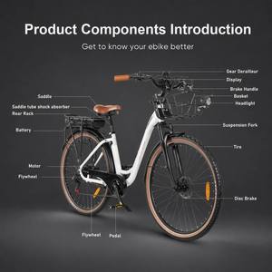 Bicicletta Elettrica Classica Personalizzabile da 28 Pollici, Batteria 13AH, <span class=keywords><strong>E</strong></span>-Bike da Donna con Portapacchi Posteriore, 250w350D, <span class=keywords><strong>E</strong></span>-Bike per Adulti - Product Image 2