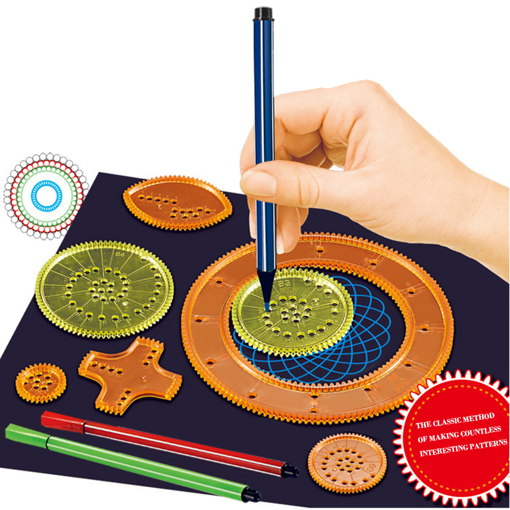 27pcsspirograph набор игрушек для рисования переплетение зубьев колеса картина чертежные принадлежности креативная развивающая игрушка spirographs GYH