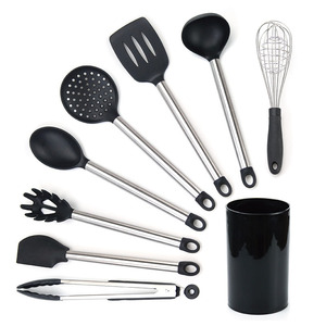 Kitchenware Set 8 Pieces Stainless Steel Handles <b>Silicone</b> Spatulas Spoons Food Grade Cooking <b>Tools</b> - Product Image 3