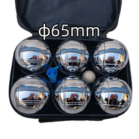 Ensemble de 6 boules de pétanque en acier inoxydable argenté de 65 mm, amusant, pour jeux de plein air, divertissement familial, sport, sûr