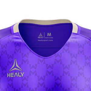 Camiseta de Fútbol para Mujer Healy, Color Morado Vibrante con Rayas, Corte Ajustado, 100% Poliéster, Transpirable, Sublimada - Product Image 4