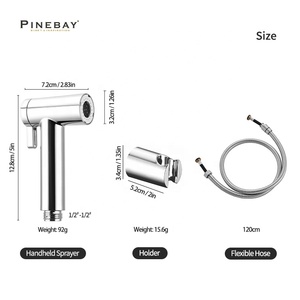 PINEBAY, лучшие товары для ванной комнаты, хромированный туалетный Ручной Биде, набор для душа, двухфункциональный пластиковый распылитель - Product Image 6