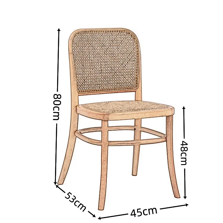Silla de comedor de ratán para Restaurante Francés, silla de comedor de madera y caña de mimbre, de madera, Blanca