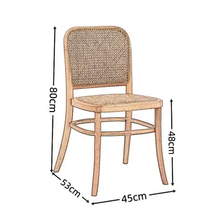 Chair Dining Wooden French Restaurant Rattan Wicker Nadia White Dine Pordic Wood And Cane Dining Chair