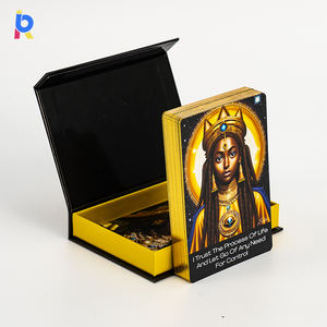 Usine de vente en gros impression de cartes de <span class=keywords><strong>tarot</strong></span> en feuille d'or conception personnalisée jeux de cartes d'estampage de bord d'or - Product Image 4