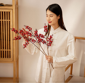 Cây cành quả Holly đỏ đơn, 62cm, trang trí Giáng sinh, Tết Nguyên đán, chân thực, dùng cho khách sạn, phòng khách, trang trí bàn - Product Image 2
