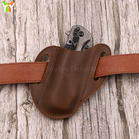 Gaine de couteau pliant en cuir véritable pour ceinture étui de couteau pliant d'extérieur étui de couteau compact accessoires de chasse