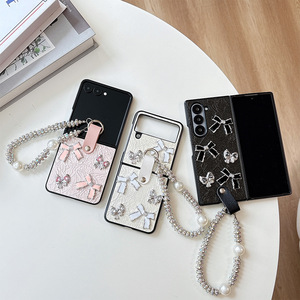 Coque de téléphone portable style coréen avec nœud pour <span class=keywords><strong>Samsung</strong></span> Z Flip 7, design tendance pour femme, compatible Vivo Xflip N3 Flip 6 Vivo <span class=keywords><strong>X</strong></span> Flip - Product Image 3