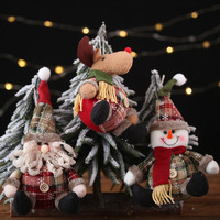 Bouton en tissu à carreaux écologique en gros ornement de Noël nouvelle poupée gros bonhomme de neige renne pour les décorations de maison festives événements