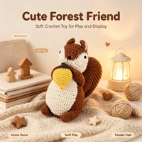 Jouet en crochet fait main en forme d'écureuil amigurumi, en coton doux, rembourré, avec acorn, fabrication directe, jouet en peluche personnalisé pour enfants, cadeau