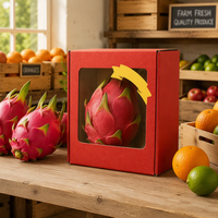 Boîte à fruits rouge personnalisée avec fenêtre transparente, emballage en carton ondulé
