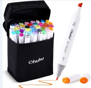 Ohuhu caneta de marcador de esboço, marcador de arte permanente com pontas duplas de 40 cores