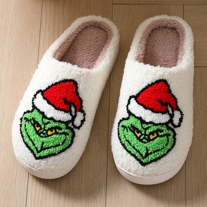 Chaussons d'intérieur à thème Noël hivernal, motif <span class=keywords><strong>Grinch</strong></span> et Père Noël, à bout fermé, pour la saison printanière - Product Image 3