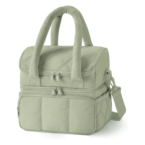 Sac isotherme matelassé double compartiment étanche pour femme, grand format, durable et réutilisable, idéal pour le déjeuner (OEM) - Product Image 1