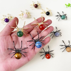 Natuursteen helende kristallen tijgeroog amethist rozenkwarts gepolijste broche spinnenbroche voor mannen vrouwen modetrend - Product Image 1