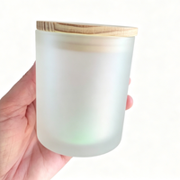 Bocaux en verre givré personnalisés pour bougies, 7oz/10oz/14oz, avec impression sérigraphiée, couvercle en bois, pour promotion et artisanat