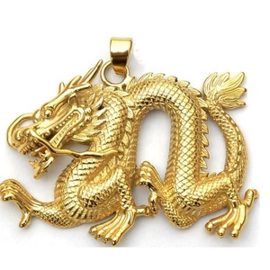 จี้มังกรสแตนเลสชุบทอง 18K ขายส่ง สำหรับผู้ชาย สไตล์ยุโรปอเมริกา เครื่องประดับตามปีนักษัตรจีน - Product Image 1