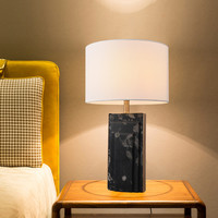Nordique De Luxe Tissu Abat-Jour Marbre Table Lumière Moderne Dimmable Hôtel Chambre Intérieur Rond LED Bureau Lampe De Lecture