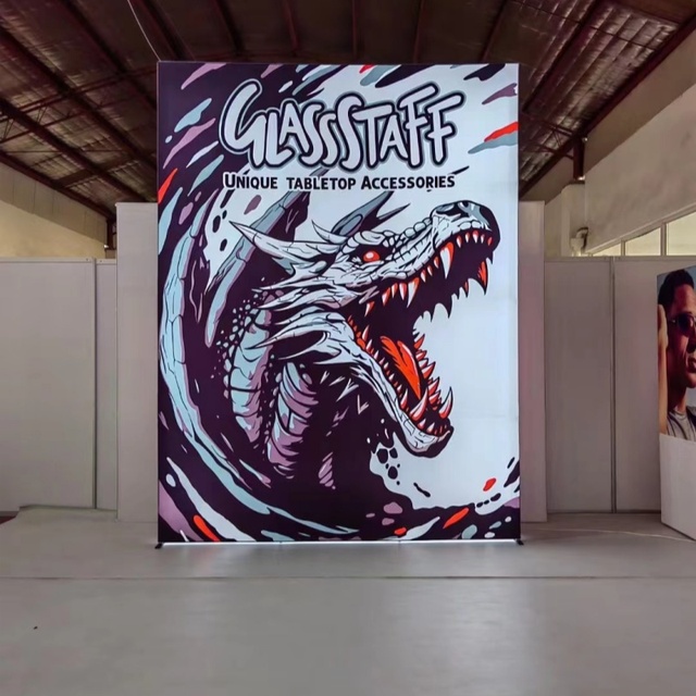Advertising Trade Show Exhibition Booth Display SEG Tension Fabric Pop up Led Backlit Light Box Backdrop