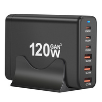 Stasiun Pengisian Daya Meja Terlaris 120W 6-in-1 GaN Type-C PD Pengisi Daya Cepat Desktop untuk Beberapa Perangkat