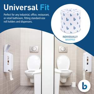 Boardwalk B6144 Premium 4 plis septique sûr papier hygiénique Jumbo rouleau blanc-12 rouleaux/carton - Product Image 5
