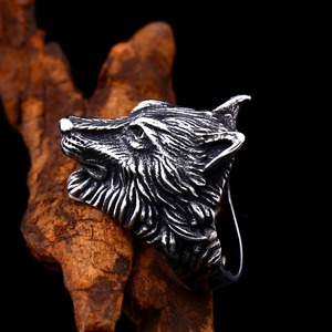 Edelstahl Krieger-Wolfskopf-<span class=keywords><strong>Ring</strong></span> für Männer Vintage Viking 14K Vergoldeter Schmuck Großhandel - Product Image 3