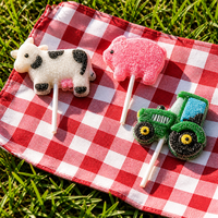 OEM Private Label 12g Paasthema Harde Snoepjes Lollipop Gemengde Boerderijdieren Vormen in Displaydoos Groothandel